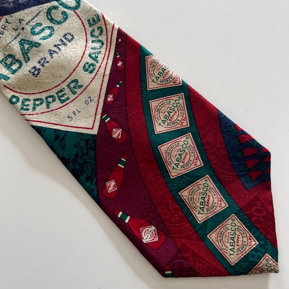 TABASCO Novelty Tie 100% Silk Fun Pepper Sauce EUC - Picture 1 of 3